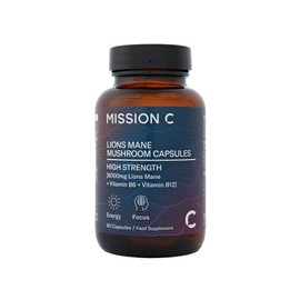 Mission C Lions Mane Mushroom Capsules 8,000mg with Added Vitamin B6 and B12 | Nootropic Supplement for Cognition, Mood, Immunity & Inflammation | 60 Two-a-Day Vegan Capsules - Mission C Lion's Mane