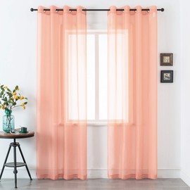 DUALIFE 2 Panels Pink Sheer Curtains 120 Inch Length for Girls Kid Room - Bed Canopy Voile Drape Curtains for Wedding Party Backdrop,52 Wide by 120 Long