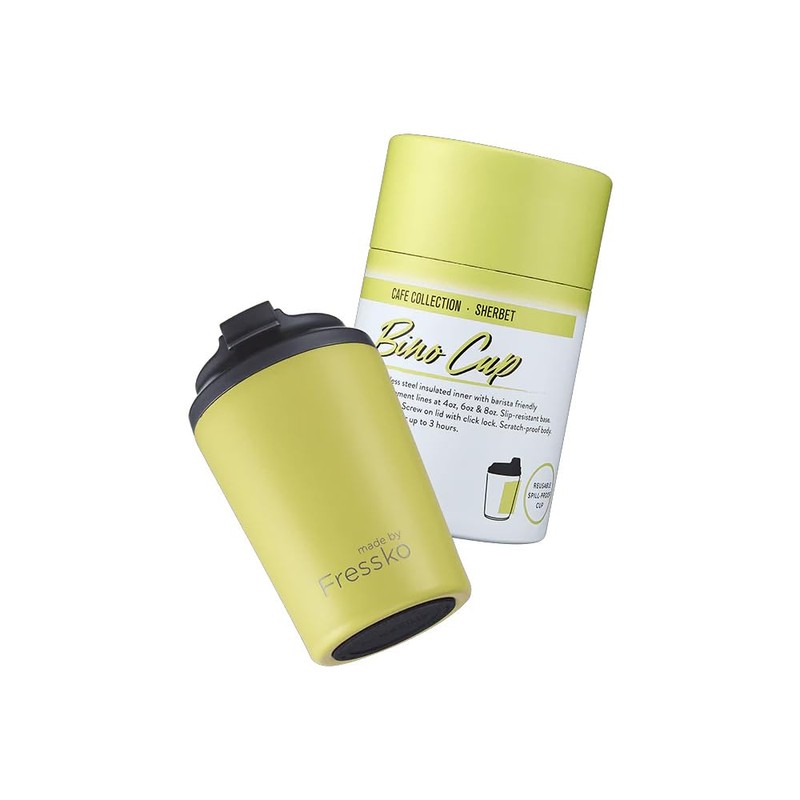 Fressko Bino Reusable Coffee Cup, 8 oz Capacity, Sherbert