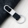 2pcs Keyrings for Men Black Leather Key Fob Metal Keyring