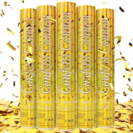 Tamodan 5 Packs Confetti Poppers,12 inch Confetti Cannon,Gold Party Poppers Confetti Shooters for Graduation,Birthday,Wedding,Christmas,New Year's Eve and Any Celebrations.