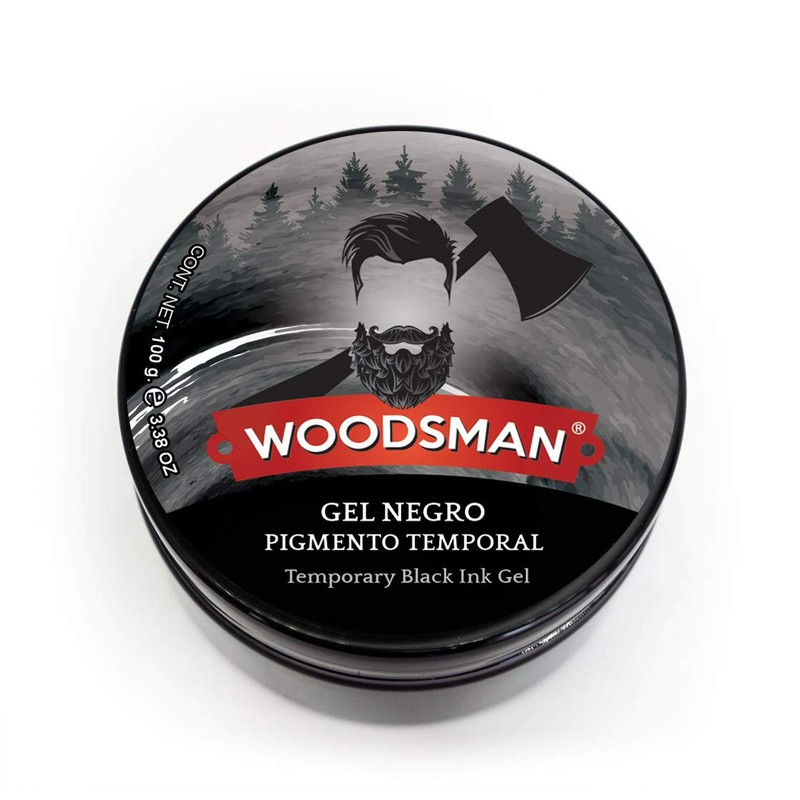 Woodsman - Gel pigmento Negro Temporal para Zona de Barba