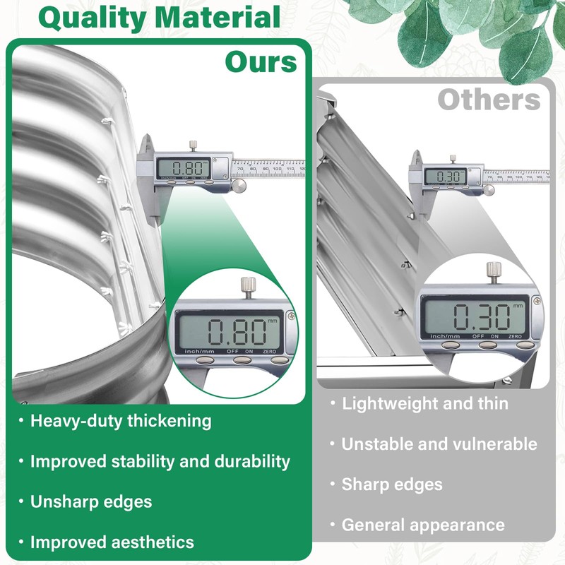 TATAANTY Galvanized Raised Garden Bed for Outdoor: 4X2X1ft Durable Metal