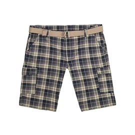 Lavecchia LV-65 Men's Plus Size Cargo Shorts with Belt, checked