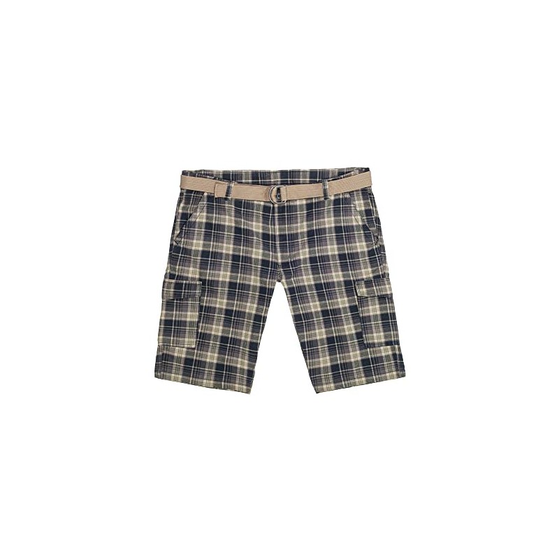 Lavecchia LV-65 Men's Plus Size Cargo Shorts with Belt, checked