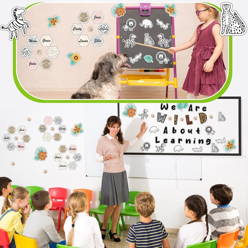 Ctosree 134 Pcs Safari We are Wild About Learning Bulletin