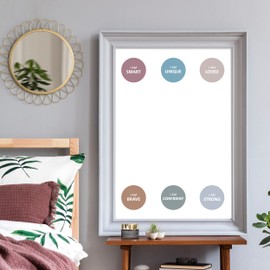 Affirmation Mirror Decals - Set of 6 Colorful Vinyl Circle Dot Stickers I Am Smart, Unique, Loved, Brave, Confident - Bathroom Bedroom Dorm Apartment