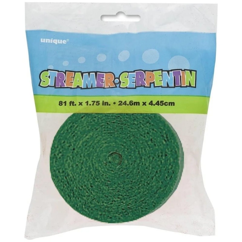 Premium Emerald Green Crepe Paper Streamer - 81 ft (1