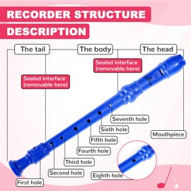 CONJURER Soprano Recorder Instrument for Kids Student - German Fingering 8 Hole Flute ABS Descant Recorders for Beginners with Cleaning Rod and Bag for Kids Over 3 Years Old