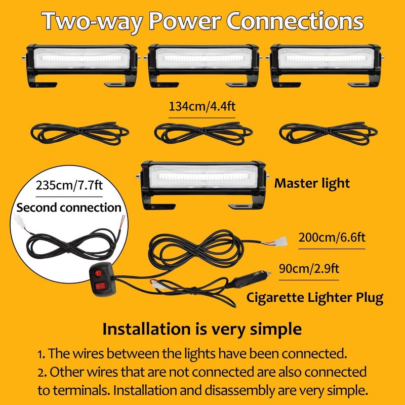 EASE2U E Emergency Strobe Lights for Vehicle, 4 in 1