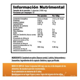 Luteína 20 mg Con Zeaxantina 800mcg - Alta concentración - Una al Día - 100 Cápsulas - Antioxidante Natural para el Ojo - S&V - Sin Gluten y Sin OMG