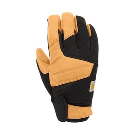 Carhartt Men's Wind Fighter Thermal Lined Synthetic Leather Secure Cuff Glove, Black Barley, Small