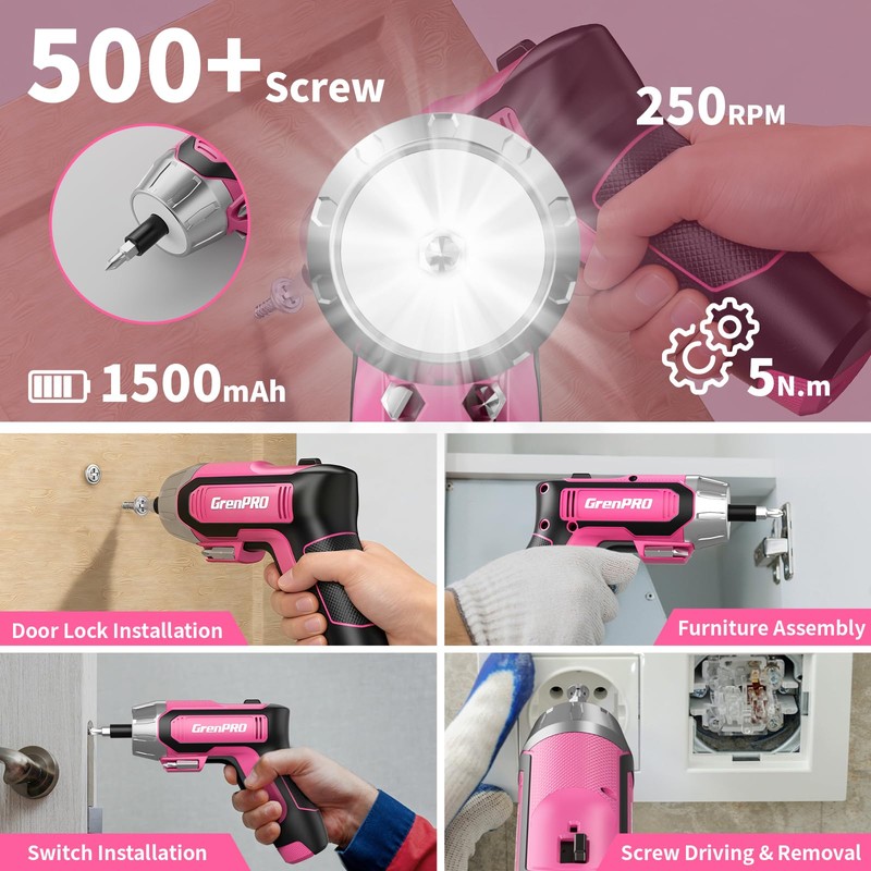 GRENPRO 4V Electric Screwdriver Rechargeable 29pcs, Cordless Screwdriver, USB Small
