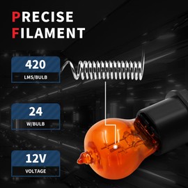 VEHICODE PWY24W Bulb Amber Yellow Halogen 12V 24W 12181NA 12174 Turn Signal DRL Parking Daytime Running Light CANBus Lamp (2 Pack)