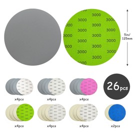 26 pieces of circular sandpaper wet and dry 1000/1500/2000/3000/4000/5000/7000 fine sandpaper for wood furniture finishing and car polishing