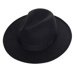 SYBL Classic Wide Brim Women Men Fedora Hat Felt Panama Hat with Belt Buckle Black