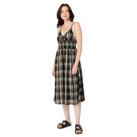 Lucky Brand Plaid Midi Dress Black/Cream Multi XXL (US 14-16)