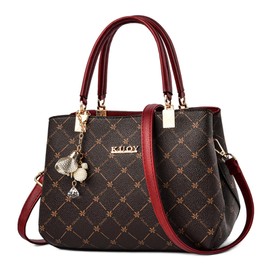 FORRICA Handbags Women's Exquisite Pendant Shoulder Bag Elegant Maple Leaf Handbag Women Shopper Bag PU Leather Shoulder Bag, Red Handle B, Handbag