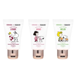Fernanda Mini Hand & Nail Cream Juicy Set (Litchi, Momo, Melon) / Fernanda x Peanuts (0.5 oz (15 g) x 3 Pieces)