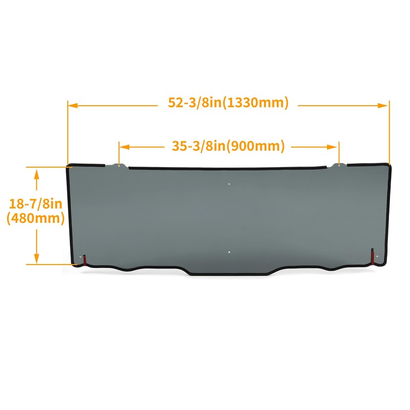 KUAFU Rear Windshield Window Compatible With 2013-2023 Polaris Ranger XP
