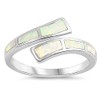White Simulated Opal Open Knuckle Midi Ring Sterling Silver Twisted