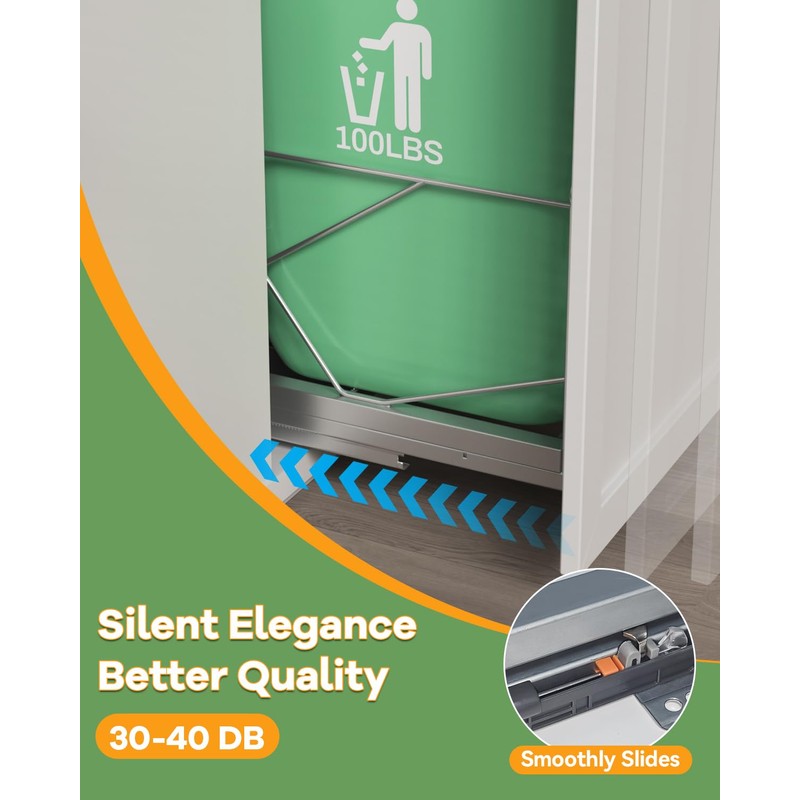 LIONONLY Pull Out Trash Can Under Cabinet, Door Mount &