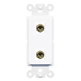 RiteAV 2 Banana 1 Speaker Surround Female Coupler Binding Post Wall Plate - Rocker [White]