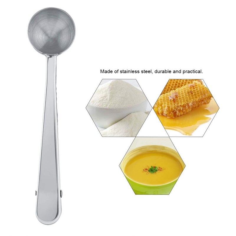 FTVOGUE Cuchara multifuncional de acero inoxidable con abrazadera de sellado,