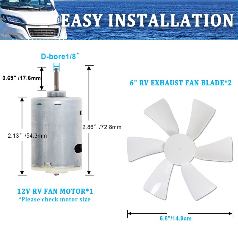 6 Inch Replacement RV Roof Vent Fan Blade White 2