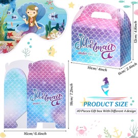 Outus 40 Pieces Mermaid Party Favor Candy Goodie Boxes Mermaid Gift Treat Boxes Mermaid Birthday Party Candy Bags Under The Sea Theme Party Decorations for Birthday Party and Baby Shower Party