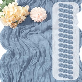 15 Pack Dusty Blue Cheesecloth Table Runner 17 x 108 inch Cheese Cloth Table Runners 9ft Blue Table Runner Rustic Romantic Sheer Gauze Runner for Wedding Party Baby Shower Table Decoration
