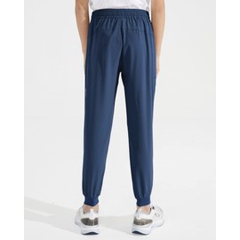 Dizoboee Boys Lightweight Jogger Pants Youth Kids Quick Dry Hiking Pants Active Athletic Pants with Zipper Pockets, Navy, L