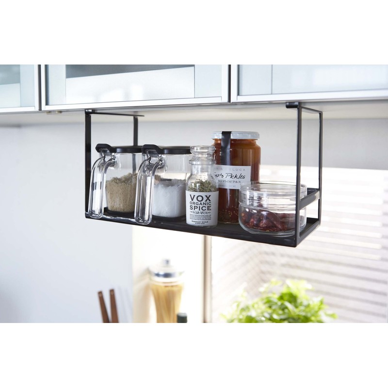 Yamazaki 2467 Under Cabinet Seasoning Rack, Black, Approx. W 12.0