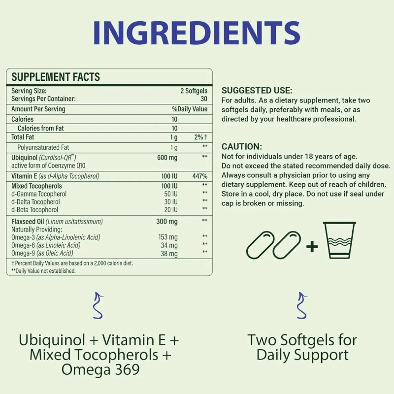 Mistaccy Cápsulas Blandas De Coq10 De 600 Mg Importado Sin