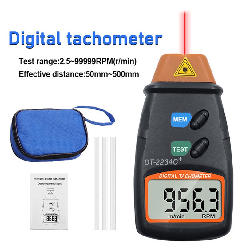 Digital Tachometer Laser Photo Non Contact Tach Meter Measurement Tool
