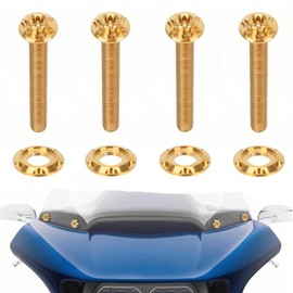 TDZ Gold Titanium Windshield Bolts, Windscreen Screws, Fairing Bolts for 2015-Up Harley Davidson Road Glide