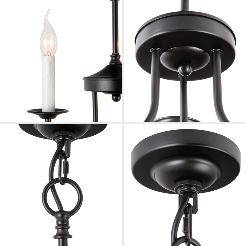 Psyverii 3 Lights Farmhouse Candle Style Chandelier, Rustic Ceiling Pendant