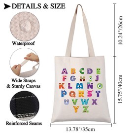 PLITI Monsters Movie Inspired Gift Monster Alphabet Tote Bag Mike Sully Boo Fans Gift Monsters Cartoon Character Fan Gift (Monster Alphabet TGU)