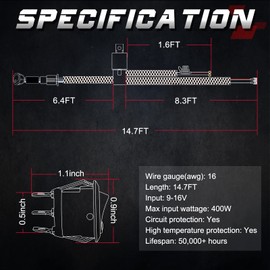 Arnés de cableado, kit de arnés de cableado para trabajo pesado OFFROADTOWN para barra de luces de trabajo LED, 12 V, 40 A, relé de fusible, interruptor basculante, relé para camiones, ATV, UTV, barco