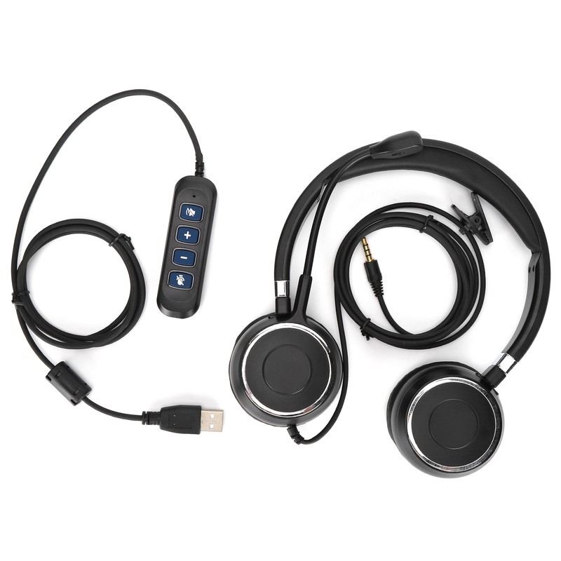 Binaural Headset Office Headset with Mic and Audio Control for