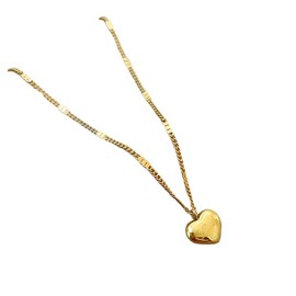 18K Gold Heart Pendant Necklace, Love Gold Plated Jewelry