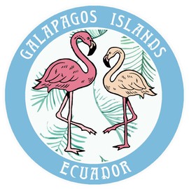Blue Heron Two Flamingos Galapagos Islands Ecuador Car Truck Window Bumper Sticker Decal - Columbia Blue