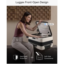 Carry On Luggage Top Opening, FLO-Lite Expandable Polycarbonate Hard Shell Suitcase with Wheels(FLT, Beige, 20 Inch, 38L-43L)