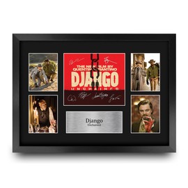 HWC Trading Django Unchained Gifts Printed Signed Autograph Presentation Display Montage for Movie Memorabilia Fans - A3 Framed