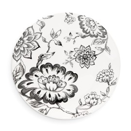 Wade WA967022BLK Botanical Night Side Plate with Black Floral Design, Crafted from Earthenware, Made in Stoke-on-Trent, 22.75cm, Black