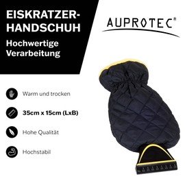 AUPROTEC Ice Scraper Lined with Glove, Warming Snow Scraper Car with Glove, Windscreen Scraper Car with Icebreaker Edge and Elastic Band, Black/Yellow