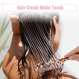 VOCOSTE Wide Tooth Comb, Acetate Wide Comb, Large Tooth Shower Comb, Wide Tooth Detangler Comb, for Curly Hair Thick Hair, 7.68"x1.18", Assorted Color