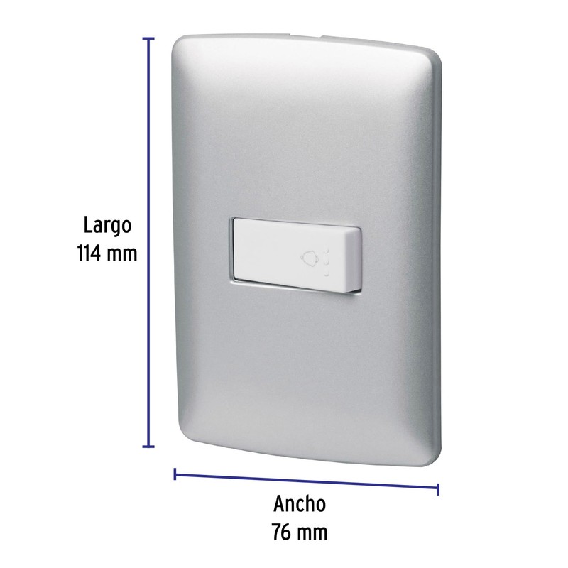 Volteck PA-TI-IP, Placa armada con timbre color plata línea Italiana