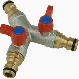 2-Way Splitter with 3 x 1/2 Inch Connector for Hose Couplings Plug System Hose Connection