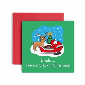 Huxters Have a Cracking Christmas Uncle Merry Christmas Card for him– Funny Cards for Uncle – Blank Interior Xmas Card with Recyclable Envelope –Paper Christmas Uncle Card (Uncle)